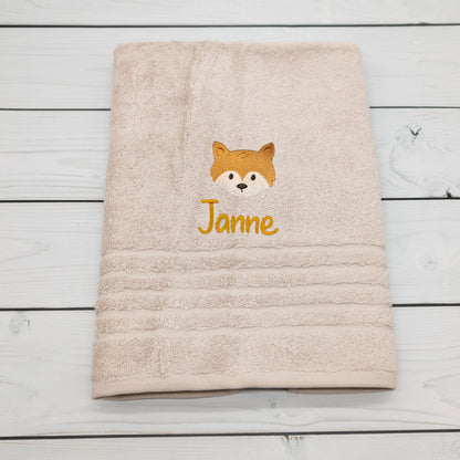 Personalisiertes Handtuch mit Fuchs und Name – 50 x 100 cm