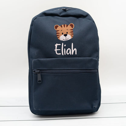 Kinderrucksack personalisiert mit Name und Tiger 6 Farben wählbar