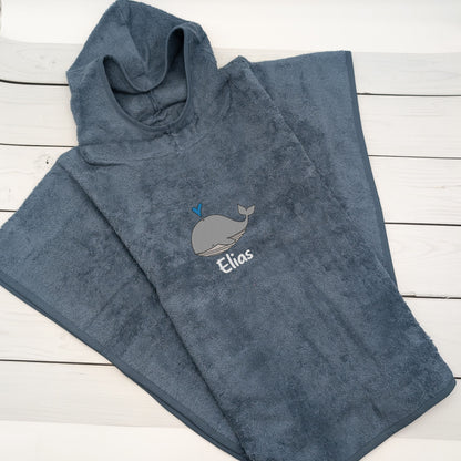 Badeponcho mit Wal und Namen - Tolles Must Have für die Badezeit (Kopie)