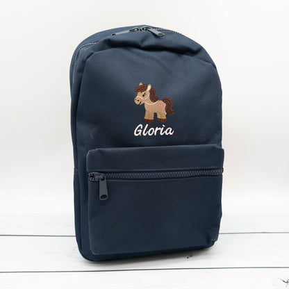 Kinderrucksack personalisiert mit Name und Pferd 6 Farben wählbar