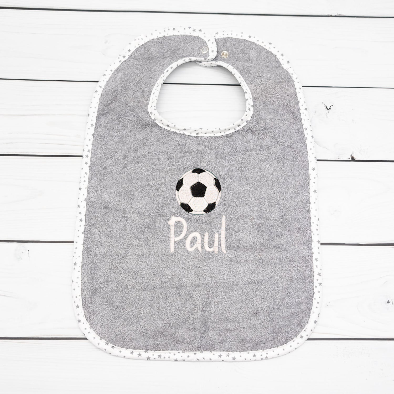 Lätzchen aus Frottee mit Fussball  Name personalisiert - tolle Geschenkidee für Babys und Kleinkinder