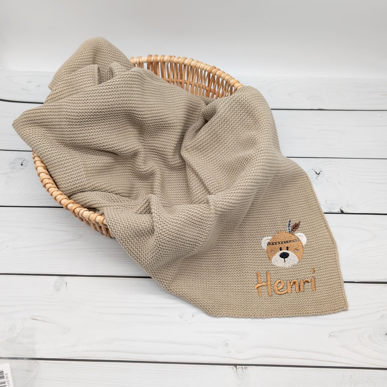 Personalisierte Babydecke mit Bär für Babys 75 x 100cm - Schönes Geschenk zur Taufe