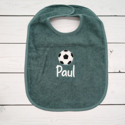 Lätzchen aus Frottee mit Fussball  Name personalisiert - tolle Geschenkidee für Babys und Kleinkinder