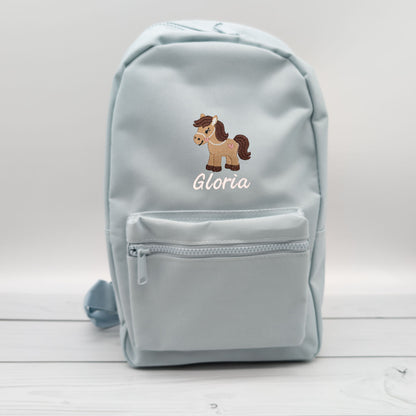 Kinderrucksack personalisiert mit Name und Pferd 6 Farben wählbar