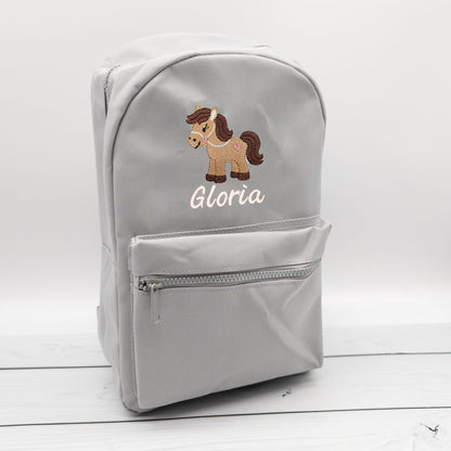 Kinderrucksack personalisiert mit Name und Pferd 6 Farben wählbar