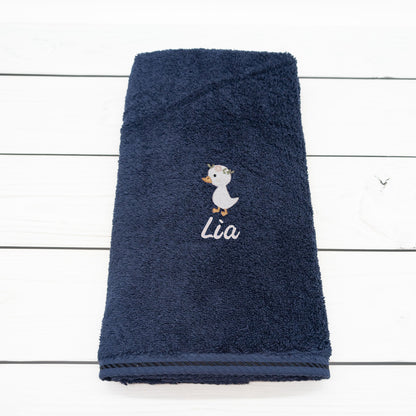Personalisiertes Handtuch mit Gans und Name bestickt – 50 x 100cm