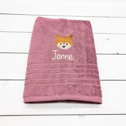 Personalisiertes Handtuch mit Fuchs und Name – 50 x 100 cm