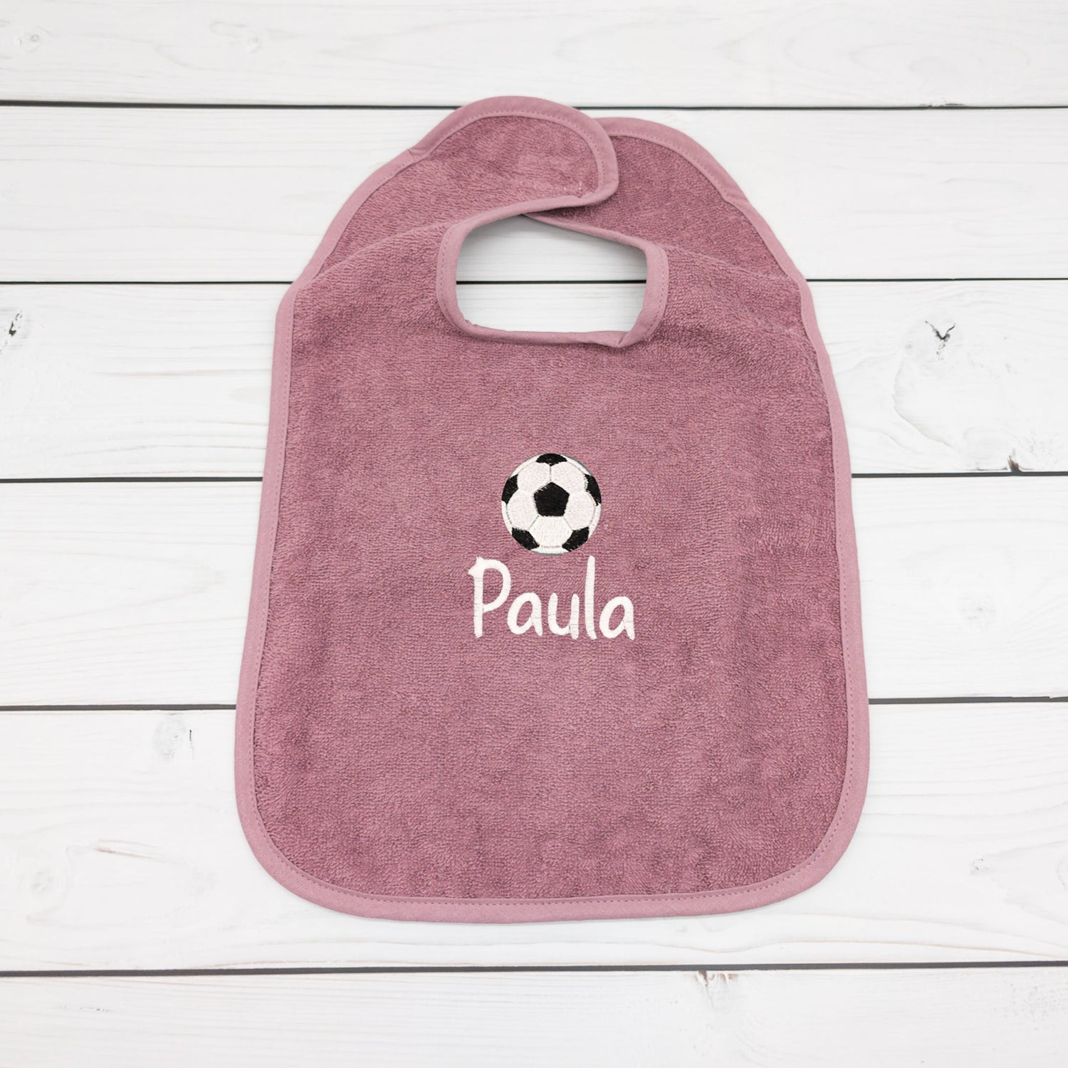 Lätzchen aus Frottee mit Fussball  Name personalisiert - tolle Geschenkidee für Babys und Kleinkinder