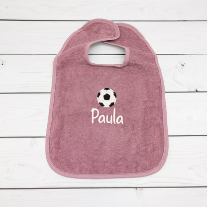 Lätzchen aus Frottee mit Fussball  Name personalisiert - tolle Geschenkidee für Babys und Kleinkinder