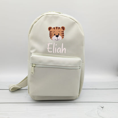 Kinderrucksack personalisiert mit Name und Tiger 6 Farben wählbar