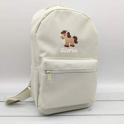 Kinderrucksack personalisiert mit Name und Pferd 6 Farben wählbar