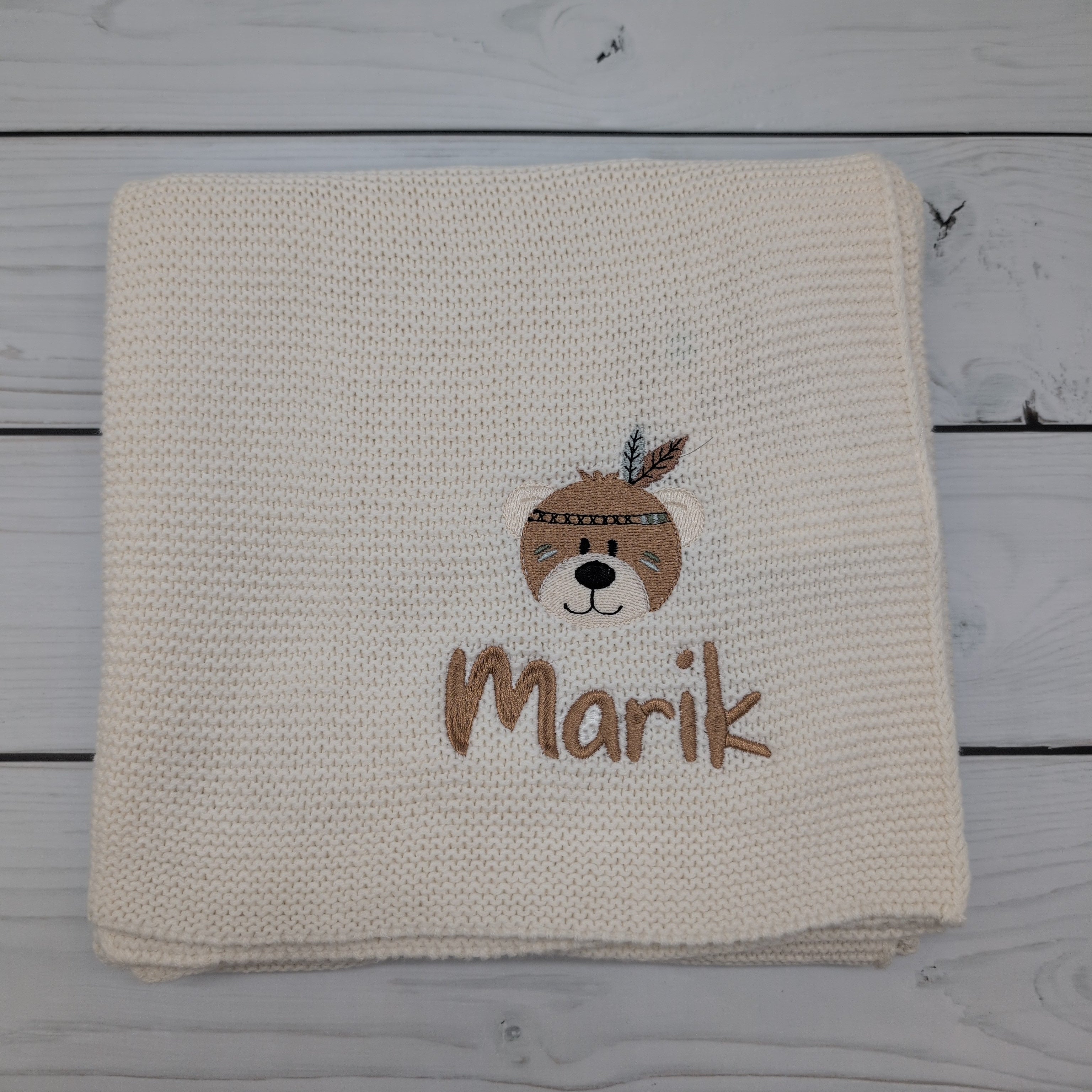 Personalisierte Babydecke mit Bär für Babys 75 x 100cm - Schönes Geschenk zur Taufe