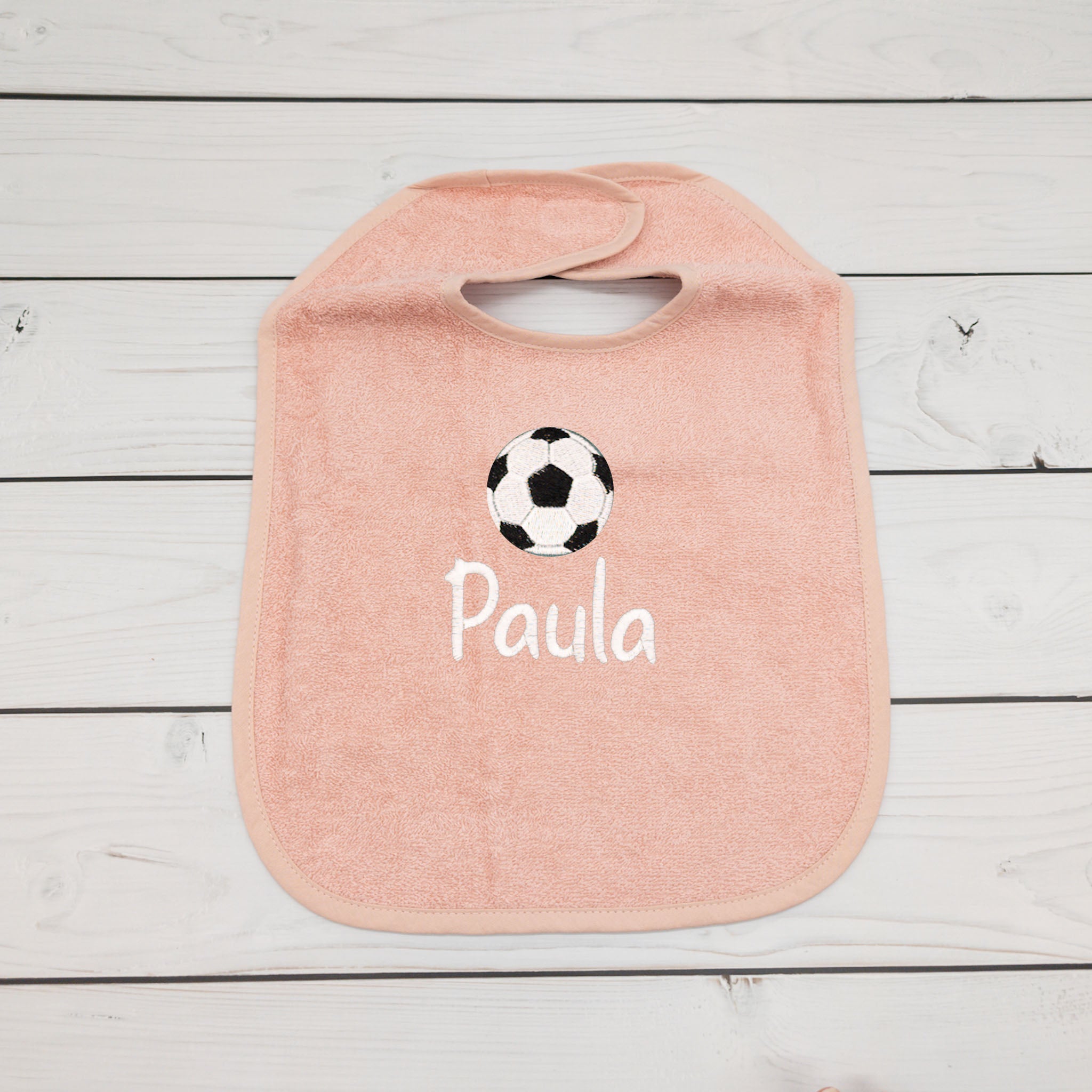 Lätzchen aus Frottee mit Fussball  Name personalisiert - tolle Geschenkidee für Babys und Kleinkinder