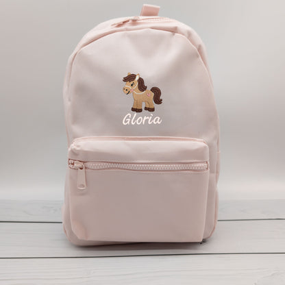 Kinderrucksack personalisiert mit Name und Pferd 6 Farben wählbar